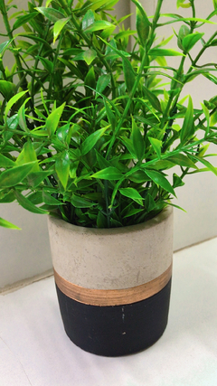 Vaso em Cimento Preto c/ Listra Bronze - comprar online