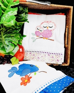 Pano de Prato Aplicado kit 3 Peças - Irmãs Têxtil