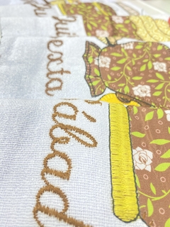 Kit 7 peças Pano de Prato Aplicado Semaninha, Marrom Coffee na internet