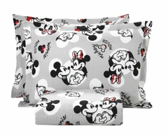 Kit Colcha Solteiro Mickey e Minnie Piquet 100% Algodão Dohler - Irmãs Têxtil