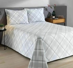 Kit Colcha Queen Madras Cinza Dohler - Irmãs Têxtil