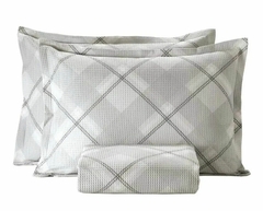 Kit Colcha Queen Madras Cinza Dohler na internet