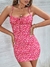 Vestido Cami Bodycon Estampa Floral Total busto franzido Frente do nó - ALFA4SHOPP
