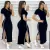Vestido Longo Fenda Lateral Manga Curta Canelado