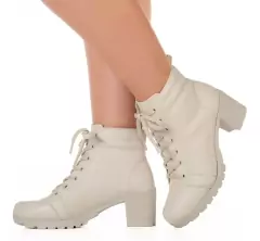 Novo Coturno Feminino Bota Tratorada Salto Baixo Confortável - Ninnaflor