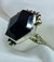 ANILLO EN ALPACA CON PIEDRA AZABACHE HEXAGONAL NEGRA - comprar online