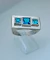ANILLO EN PLATA 925 CON 3 CUBIC ZIRCONIA CUADRADOS AZULES