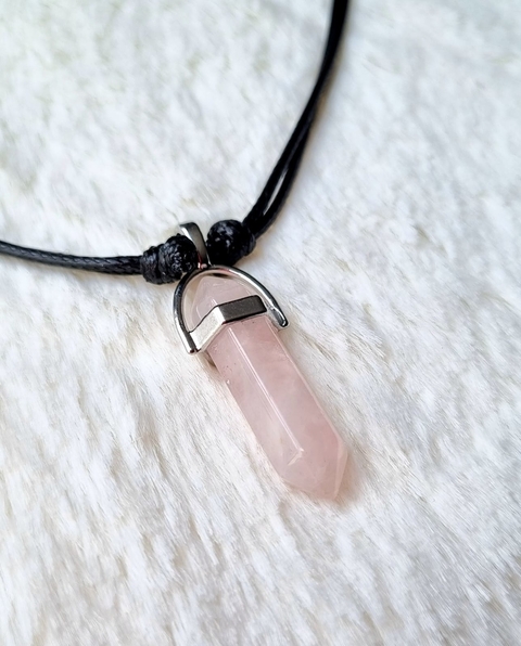Pendulo Quartzo rosa colar ajustável