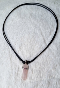 Pendulo Quartzo rosa colar ajustável na internet