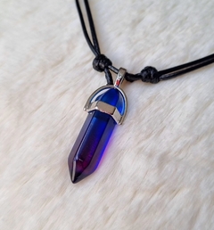 Pendulo cristal colorido azul/rosa colar ajustável - comprar online