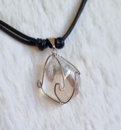Pedra Cristal de Rocha colar ajustável