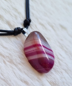 Pedra Ágata rosa colar ajustável - comprar online