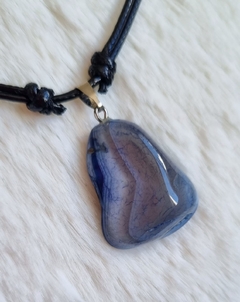 Pedra Ágata azul colar ajustável - comprar online
