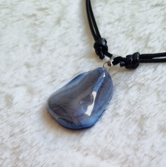 Pedra Ágata azul colar ajustável na internet
