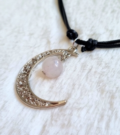 Colar de lua com pedra Quartzo rosa ajustável na internet