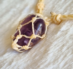 Pedra Ametista colar ajustável hippie - comprar online