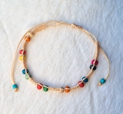 Pulseira/Tornozeleira ajustável com madeira colorida. - comprar online