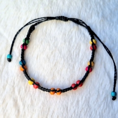 Pulseira/Tornozeleira ajustável com madeira colorida. - BIJUTERIAS, ACESSÓRIOS E ARTESANATOS LEMBREI DE VOCÊ BEACH