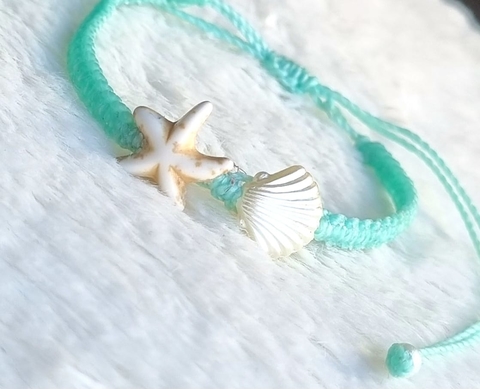 Pulseira/Tornozeleira ajustável com estrela e concha