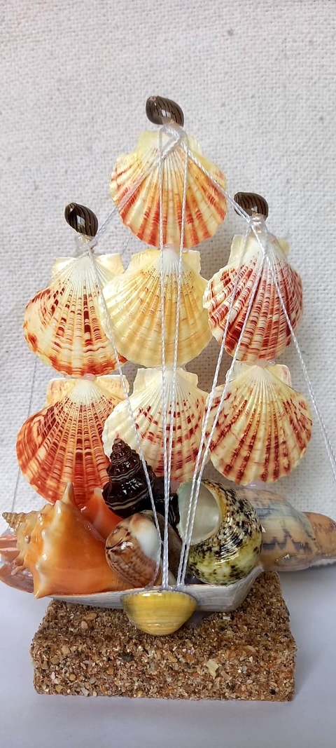Decoração de conchas do mar barco veleiro
