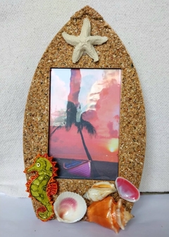 Porta retrato decorado com conchas do mar