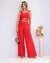 Conjunto Cropped Babado e Calça Pantalona em Viscolinho 100%