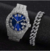 Iced Out Relógio masculino com Pulseira Cubano corrente Hip Hop Prata relógio feminino Kit na internet
