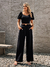 Conjunto Feminino Blusa Cropped Com Calça Alfaiataria