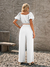 Conjunto Feminino Blusa Cropped Com Calça Alfaiataria - kaulgelis