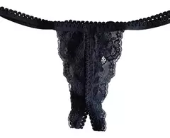 Tanga Negra con apertura delantera - comprar online