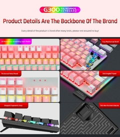 G300 real mecânico com fio teclado computador notebook escritório externo e-jo - loja online