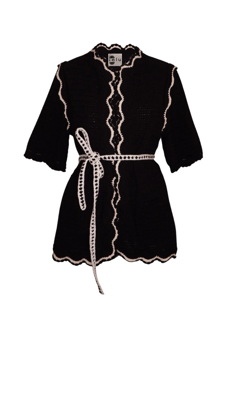 Casaqueto Nonna Joseffa - Preto e Cru