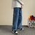 Imagem do 2023 outono novo streetwear baggy jeans masculino moda coreana solta reta larga perna calças masculinas marca roupas preto azul claro