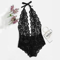 Imagem do Body erótico com decote em v, lingerie para mulher, sexy, floral, renda
