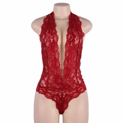 Imagem do Body erótico com decote em v, lingerie para mulher, sexy, floral, renda