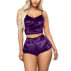 Conjunto de pijama feminino estampado de seda com decote em V - comprar online