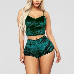 Conjunto de pijama feminino estampado de seda com decote em V na internet