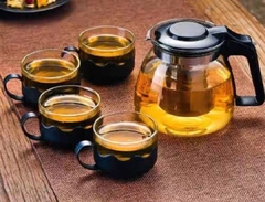 Set tetera + 4 tazas de vidrio