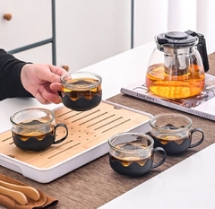 Set tetera + 4 tazas de vidrio - comprar online