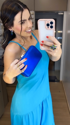 Conjunto Pedraria Azul e Verde (Brinco e Anel)