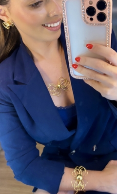 CONJUNTO LAÇO ATEMPORAL SEMIJOIA - brinco, colar e bracelete