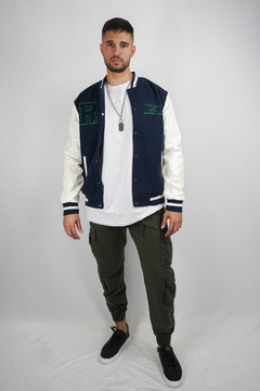 CAMPERA BOMBER "VARSITY" BLUE - tienda online