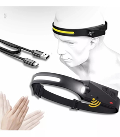 Lanterna De Cabeça Led Recarregável Fita Ajustável Usb