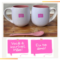 CANECA MOD BELLY COM COLHER - "VOCÊ É INCRÍVEL..." - comprar online