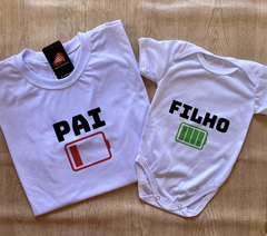 KIT BÁSICO DIA DOS PAIS = 01 T-SHIRT MASCULINA + 01 BODY BEBÊ