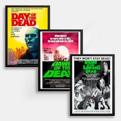 Quadro Trilogia dos Mortos George Romero KIT COM 3 (A Noite dos Mortos-Vivos, Despertar dos Mortos, Dia dos Mortos)