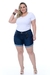 Short Meia Coxa Plus Size Jeans Elastano cintura alta