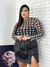 BLUSA TULE PLUS SIZE XADREZ PRETO E BRANCO