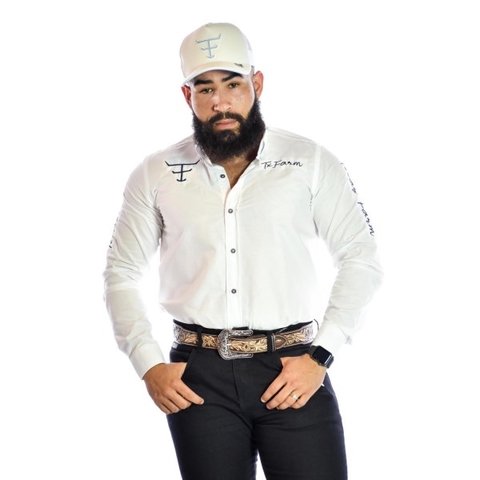 CAMISA COMPETIÇÃO MASCULINA MANGA LONGA TEXAS FARM - CP003 BRANCO