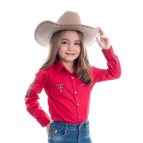CAMISA BORDADA INFANTIL FEMININA - CAP002/INF PINK/AMARELO